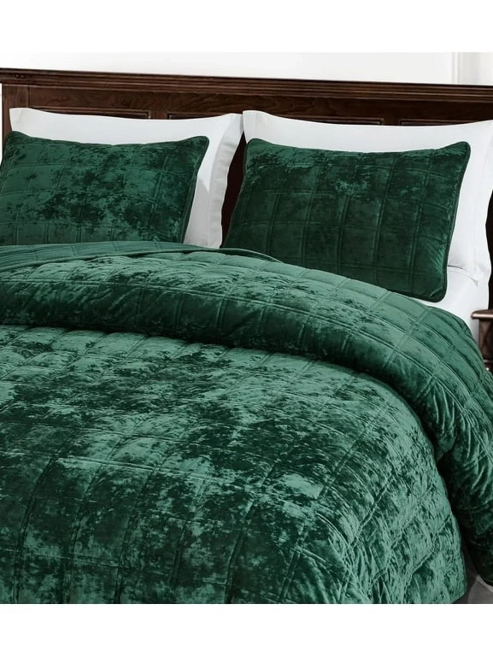 Plush Velvet Emerald Green cal king 3 piece Set